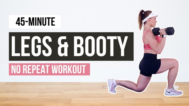 '40 MIN NO REPEAT LEG & BOOTY WORKOUT | Dumbbells and Mini Bands