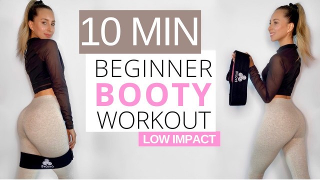 '10 MIN BOOTY WORKOUT AT HOME FOR BEGINNERS | No Jumping, Low Impact, No Squats | Booty Band'