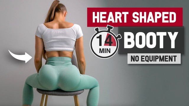 '14 MIN \"No Equipment\" HEART SHAPED BOOTY Workout - 10 Exercises to Grow Round Butt & Hips, At Home'