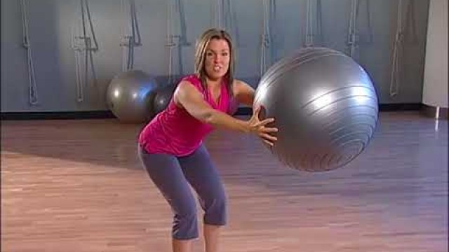 'Squat and reach with fitness ball'