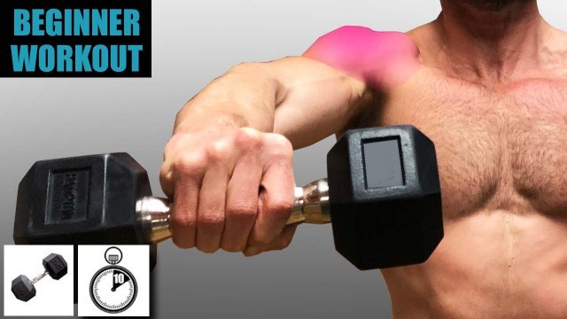 'SUPER FAST BEGINNER DUMBBELL SHOULDER WORKOUT - USING ONLY ONE DUMBBELL'