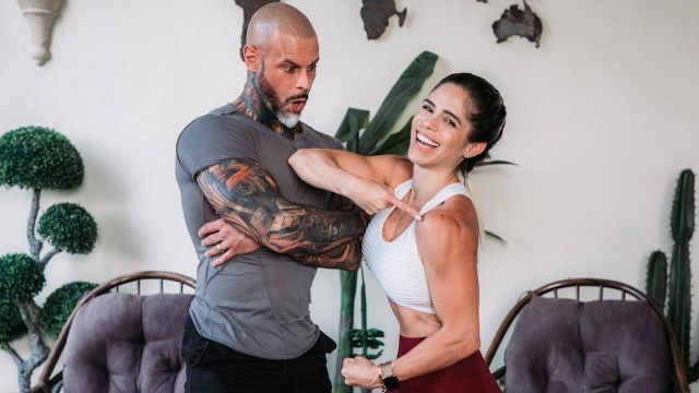 'MICHELLE LEWIN: Couples Home Workout // Shoulders and Triceps With Only Towels'