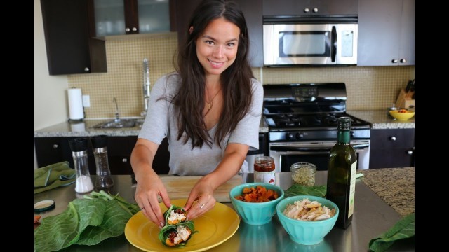 'Paleo Chicken & Roasted Vegetable Collard Wraps'