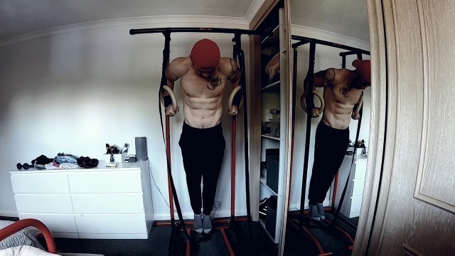 'Calisthenics strength and control training with pull up mate parallettes and gravity fitness rings'