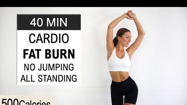 '40 Min Cardio HIIT - No Jumping All Standing | Super Sweaty & Fun | Motivational Music, No Repeat'