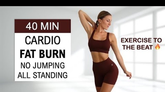 '40 Min Fat Burning Cardio HIIT | No Jumping - All Standing, Exercise to the Beat, No Repeat'