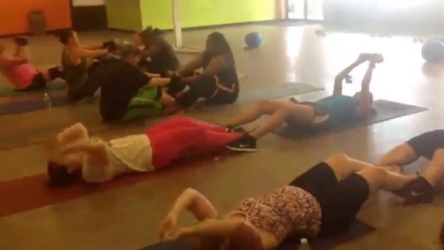 'Partner abs. Cross Training class at DS Fitness Studio.'