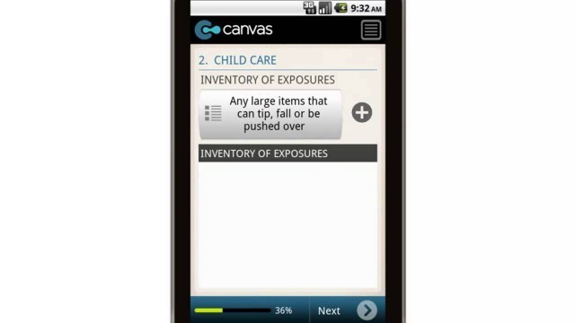 'Canvas Health and Fitness Exposure Inventory Mobile App'