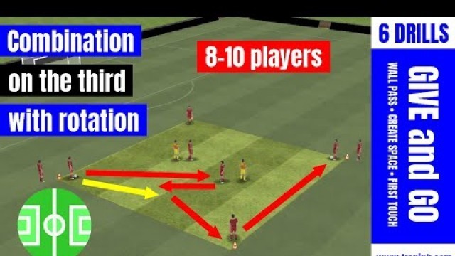 'Combination on the third with rotation | football/soccer training to exchange places and positions'